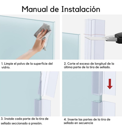 3 Metros Guardapolvo Puerta Cristal Regadera Ducha Cancel