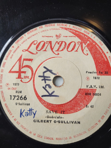 Vinilo Single De Gilbert Osullivan Save It (ac53 (Usado)