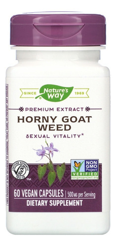 Horny Goat Weed Hierba De Cabra Nature's Way 60caps Veganas Sin sabor