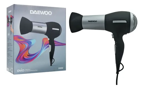 Secador De Pelo Profesional Daewoo 2000w Funcion Frio 2 Vel Color Negro Con Gris