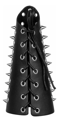 2 Piezas Punk Ancho Cuero Remache Brazo Brazaletes