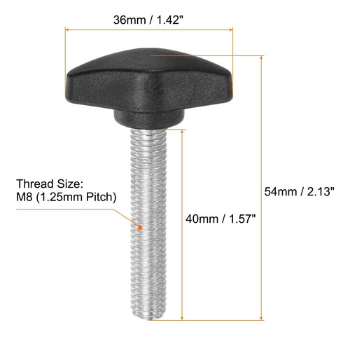 Perillas De Ala En T De Plástico M8 X 1.575puLG Rosca Macho
