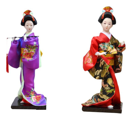 Muñeca De Geisha Kimono Japonesa De 27 Cm, 2 Piezas, Geisha