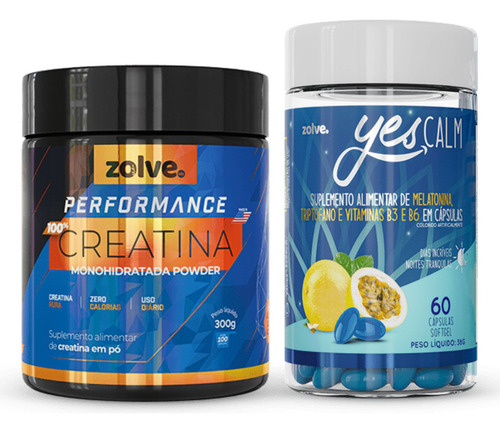 Kit 1 Pote Cada Yes Calm Relex + Creatina Zolve Performance