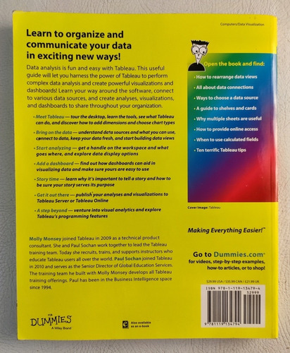 Tableau For Dummies A Wiley Brand. Molly Morsey. Informática (Reacondicionado)
