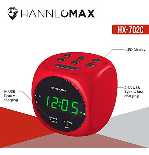 Reloj Digital Con Alarma Dual Y Puertos Usb Para Carga