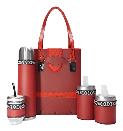 Set Matero Equipo Kit De Mate Rojo Guarda Pampa, P/g, Marbry