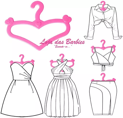 Kit 50 Cabides P/ Roupas Da Boneca Barbie Susi Blythe Roupas