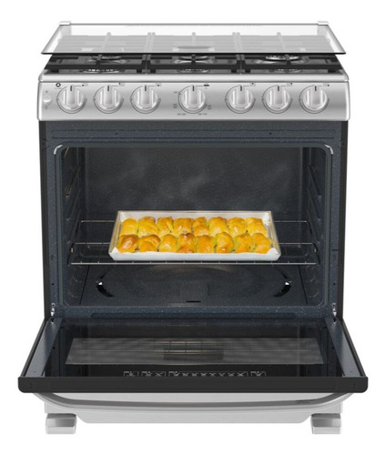 Estufa De Piso 76 Cm Acero Inoxidable Mabe - Em7660cfix3