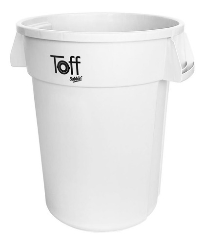 Bote De Basura Toff 121l Con Asas Color Blanco