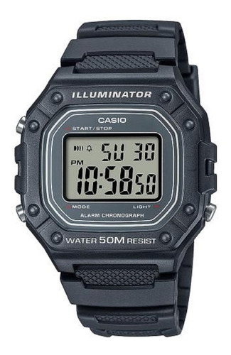 Imagen 1 de 2 de Reloj de pulsera Casio Youth W-218H de cuerpo color gris, digital, fondo gris, con correa de resina color gris, dial negro, minutero/segundero negro, bisel color gris, luz gris y hebilla simple
