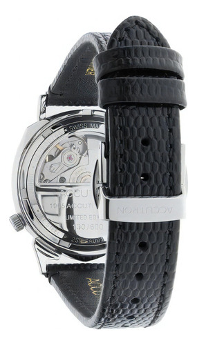 Reloj Bulova Accutron Legacy 505 2sw6a001 Color De La Correa Negro Color Del Bisel Plateado Color Del Fondo Plateado