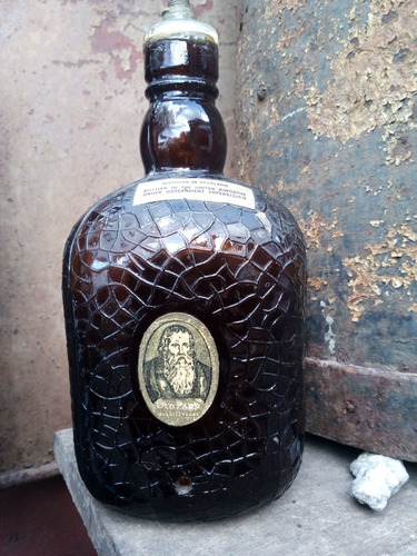 Botella Antigua Labrada Etiquetas Old Sparr Agujereada Para Velador 