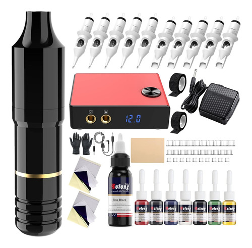 Kit Máquina Pen Tattoo Rotativa Tatuaje Tatuar Pro