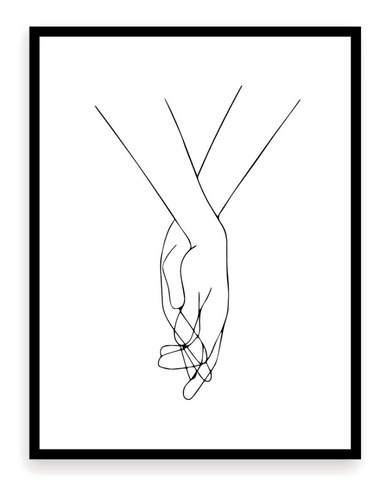 Cuadro Minimalista - Manos Entrelazadas - Siluetas Rostros