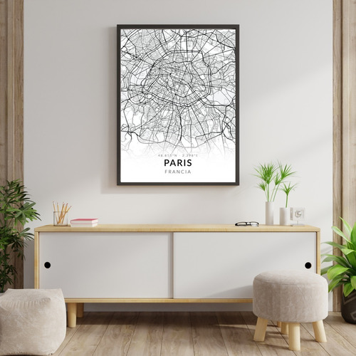 Póster/mapa De Ciudad De París Estilo Clásico De 60x90cm