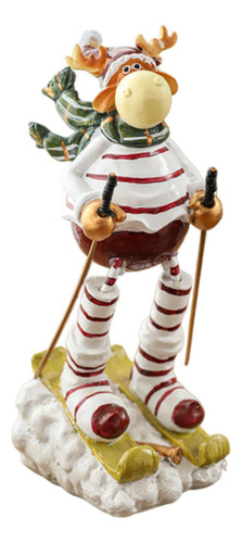 Figura De Reno Esquiador De Navidad, Adorno De Ciervo,