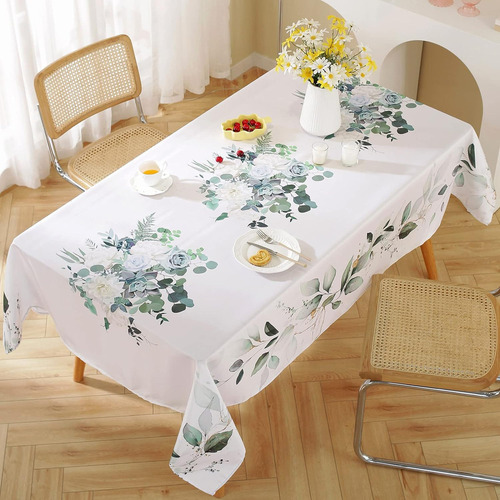 Mantel Rectangular Con Flores De Agua Para Cocina
