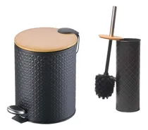 Comprar Set Papelera Pedal Y Escobilla Basurero Baño Cesto Chico 5l
