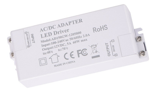 A Led Driver 60w Transformador Para Tiras Luces Y Lámpara