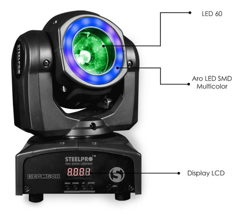 Imagen 2 de 7 de Cabeza Robotica Dj Beam 60 W Rgbw - Steelpro
