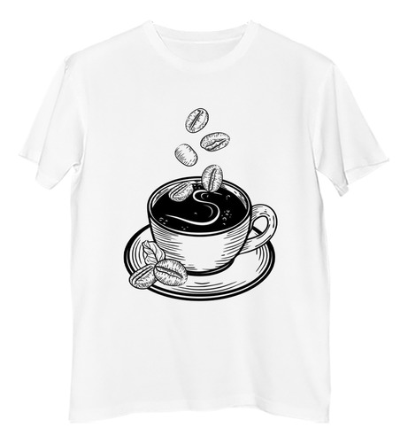 Remera Niño Cafe Azucar Blanco Y Negro Granos Plato