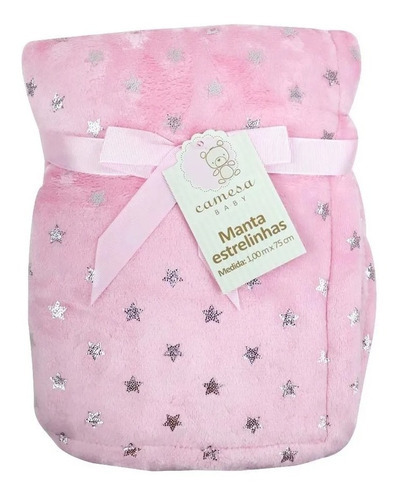 Manta Cobertor Para Bebê De Microfibra Soft Com Sherpa Rosa Liso