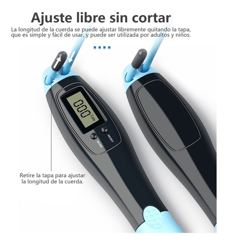 Imagen 8 de 9 de Cuerda Para Saltar Ajustable Con Contador Digital 2 Formas