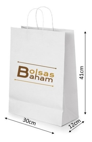 Bolsas Papel Blancas 30x12x41 X 50 Unidades