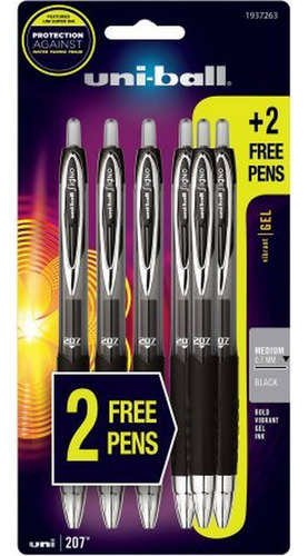 Bolígrafos De Tinta De Ge Uni-ball 207 Gel Ink Pens, Black, 