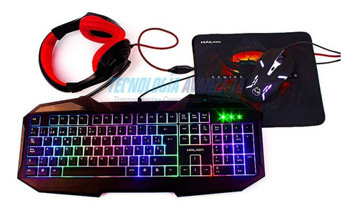 Kit Gamer Halion 4 En 1 Hunter Teclado+mouse +audifono + Pad