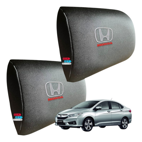 2x Cojines Asiento Logo Honda City 2013 Plateado