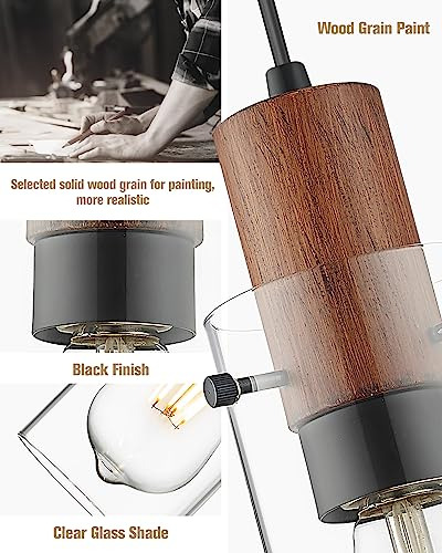 Lámpara Colgante Emak Mini Black, Cristal Transparente, Gran