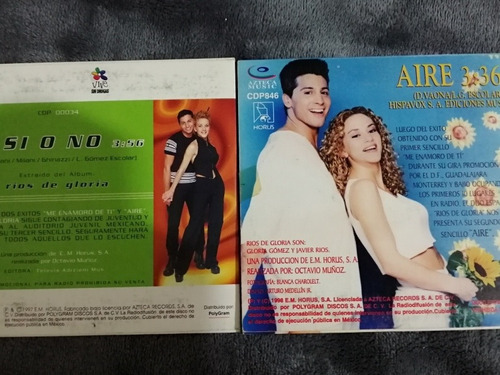 Rios De Gloria Cd Single 2 Aire, Si O No 1997 1998 (Usado)