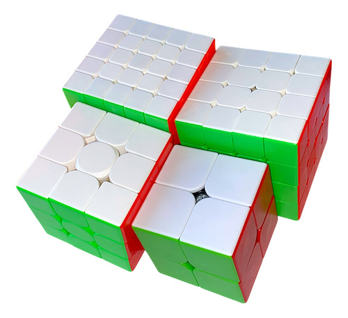 Paquete De 4 Cubos 2x2 3x3 4x4 Y 5x5 Colored Stickerless Colored