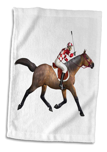 Toalla De Mano 3d Rose Racing Horse And Jockey From The Side