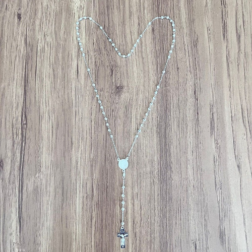 Imagen 2 de 9 de Collar Rosario Medalla San Benito Plata 925 55 Cm Agálea