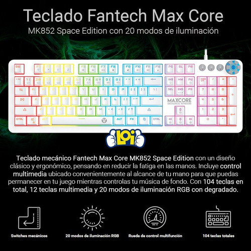 Teclado Mecánico Fantech Max Core Mk852 Space Edition Loi