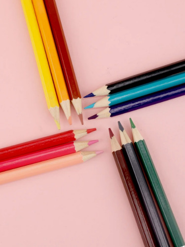12 Colores Madera + Goma Sacapuntas Metal Borrador Lápices