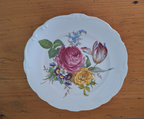 Plato De Masas Porcelana Gloria Bavaria Pintado A Mano