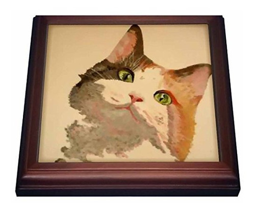 3drose Cat Tabby Cat-trivet Con Baldosas De Cerámica, 8  X 8