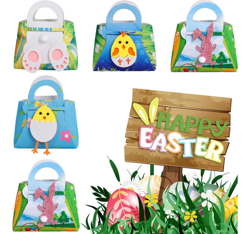 Bolsa De Dulces De Pascua Portátil Diy Tote Snacks Conejo B