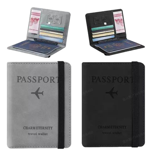 2 Porta Pasaporte Documentos Funda Protectora Viaje Con Rfid