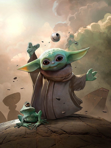Imagen 1 de 4 de 5d Diamond Painting Mandalorian Baby Yoda Star Wars