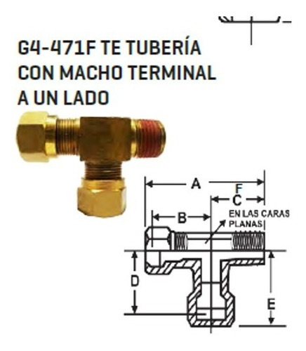 G4-471f-06-04-b Te De Tuberia Con Macho Terminal A Un Lado