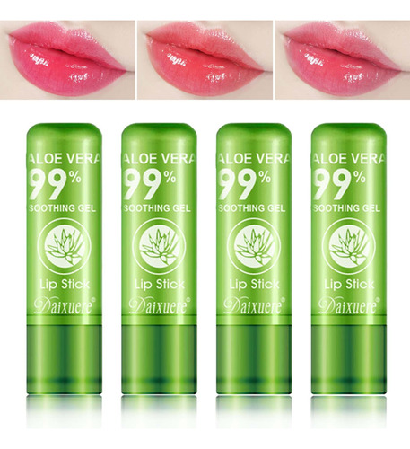 Wenjlyj 4 Lapices Labiales De Aloe Vera, Juego De Brillo Lab