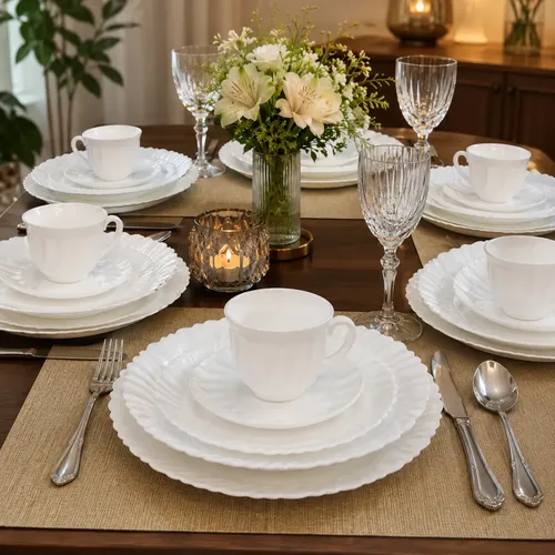 Jogo Aparelho De Jantar Opalina Branco 20 Peças Mesa Posta - R$ 309