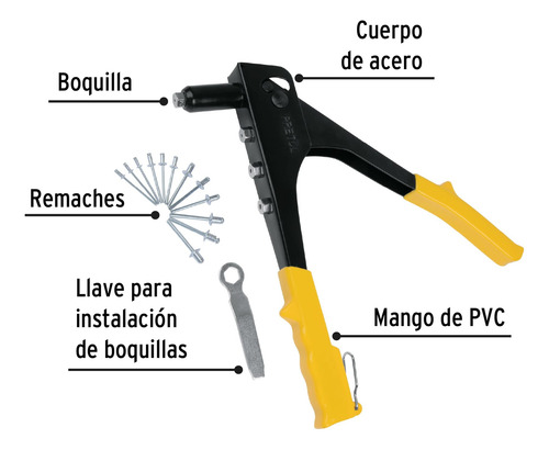 Remachadora 10´ Llave Boquillas Manual + 60 Remaches 22851 4