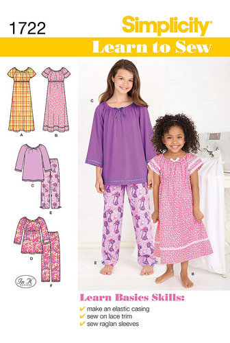 Simplicity 1722 Aprender Coser Niño Niña Loungewear K5 (7 