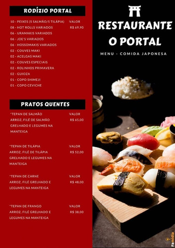 Cardápio Digital Menu / Restaurante Japonês Comida Japonesa
